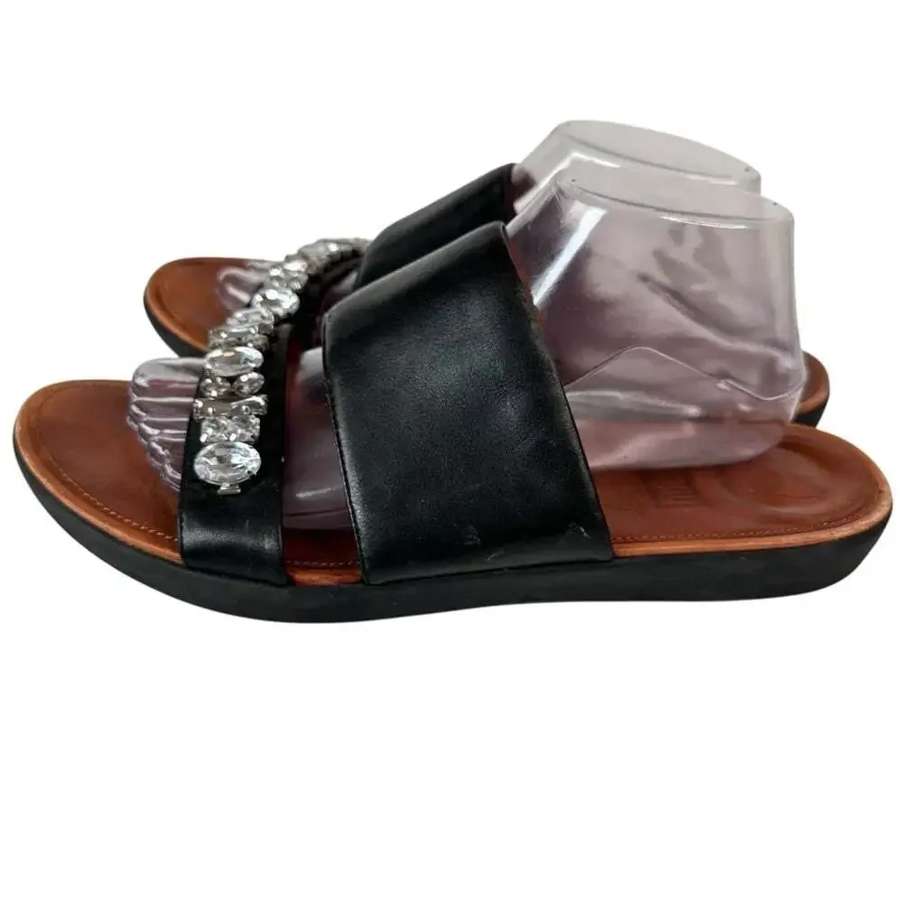 FitFlop Womens Delta Slide Sandals Black Crystal Comfort Casual Shoes Size 11